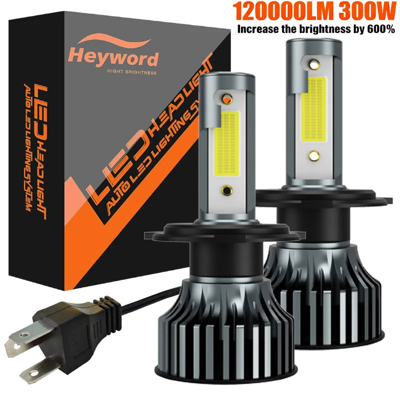 Heyword 2Pcs LED H4 H7 Car Headlight H1 LED Bulb H8 H11 9005 HB3 9006 HB4 9004 H3 H13 Led Lights 120000LM Turbo Lampada 12V