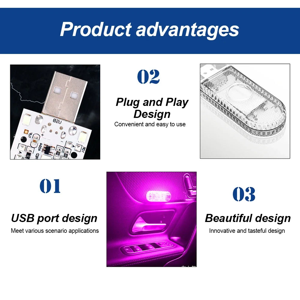 1/2X LED Touch Light Mini Wireless Car Interior Lighting Aut