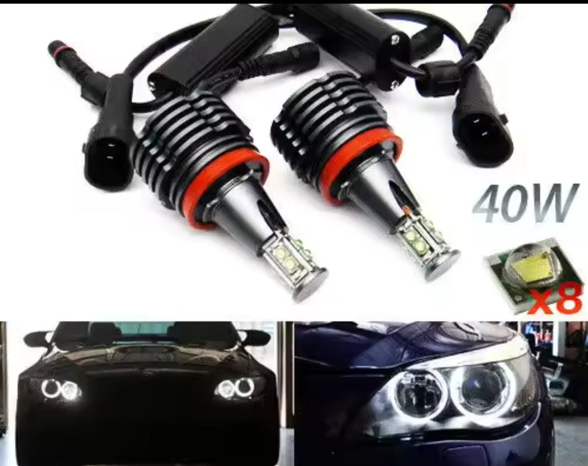 new 2x Amber LED Angel Eye Headlight Halo Ring Light DRL H8 Bulb 80W Canbus For E90 E92 E82 E60 E70 E71