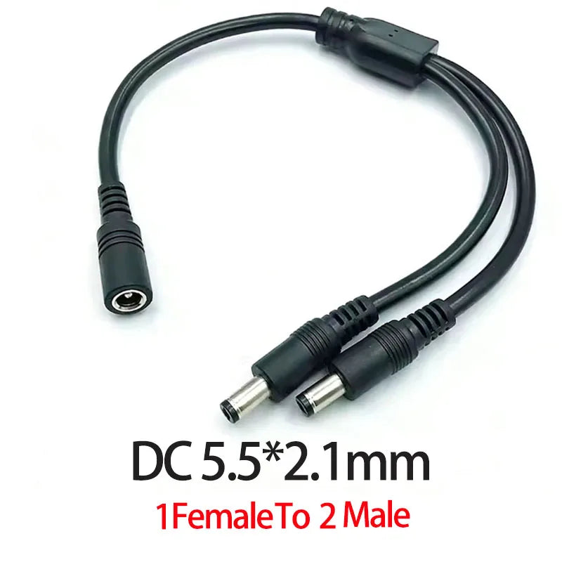1PC DC 5.5mm 2.1mm 1 To 2 Connector Male To Female Plug DC Power Splitter Cable CCTV LED Strip Light Power Supply Adapter