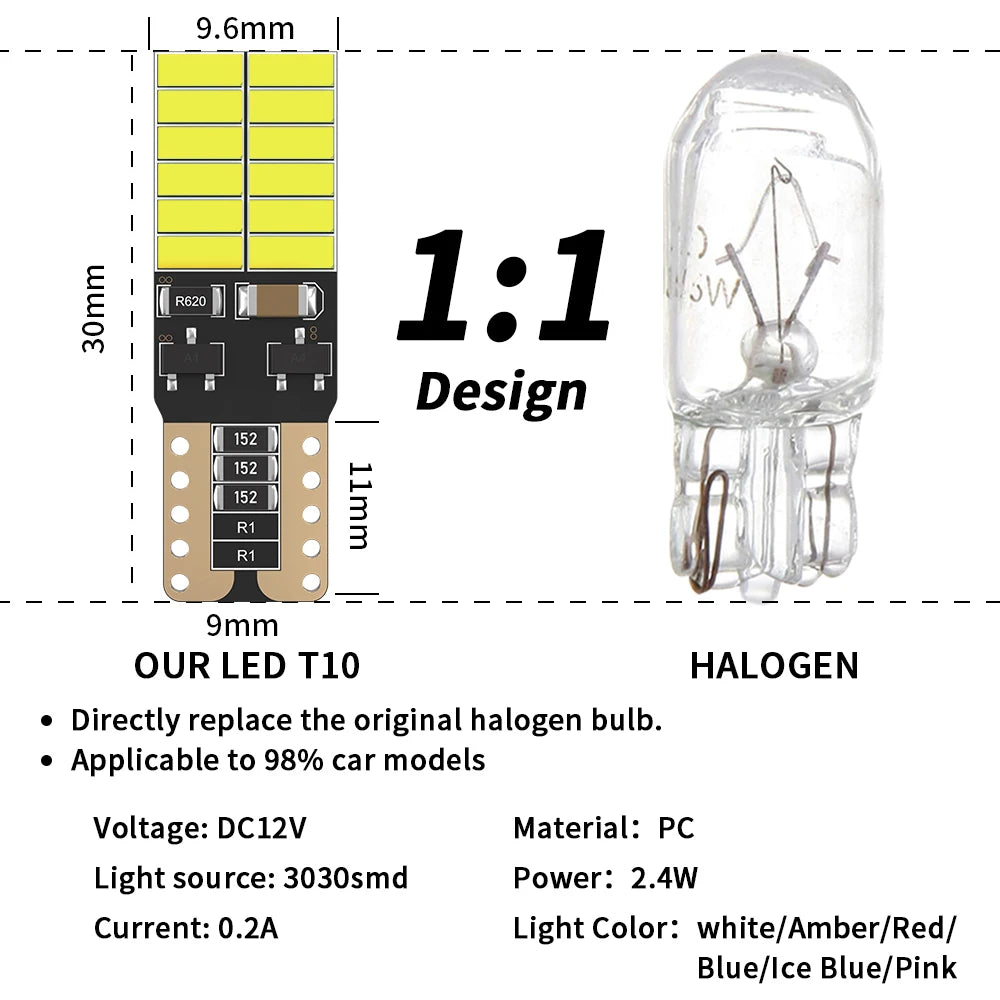 2PCS Original W5W T10 Car Led Bulb Canbus Interior Dome Ligh