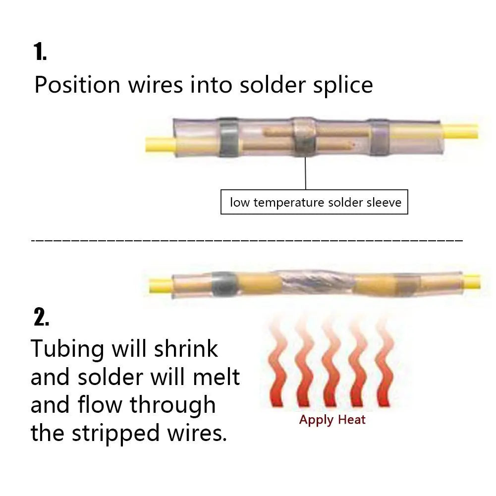 1000/100PCS Waterproof Heat Shrink Butt Wire Connectors Tinn