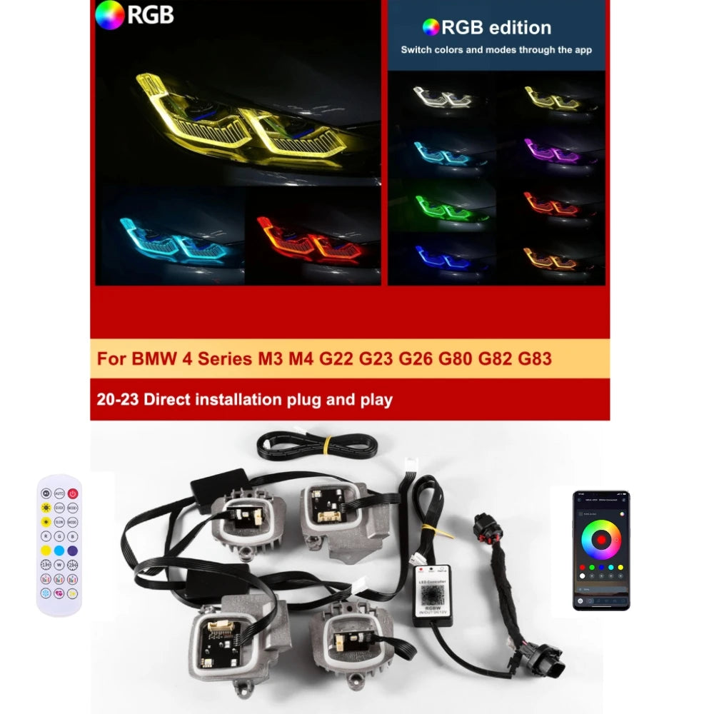 Headlight Kit RGB DRL Module Left Right Upgrade Direct Fit OEM Style Retrofit 2021 2024 for BMW G23 G80