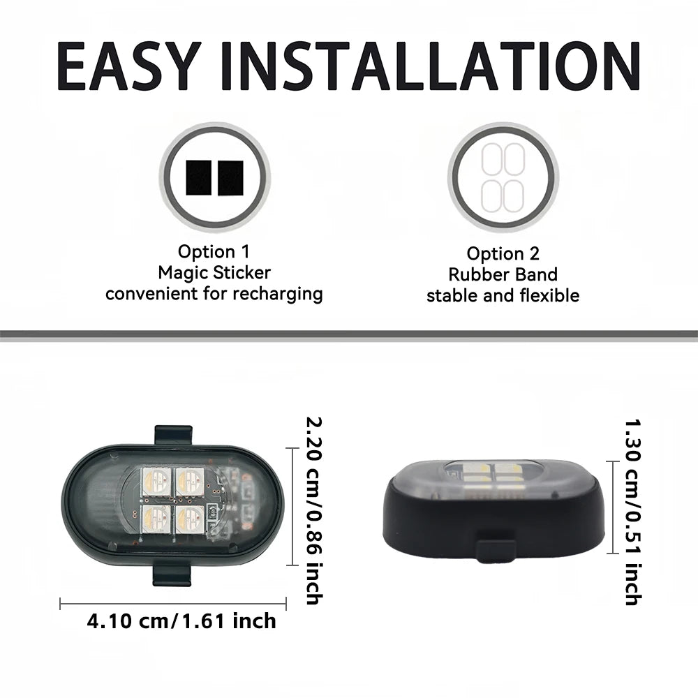 Upgrade RGB Car Atmosphere Lights Larger Battery & Brighter 