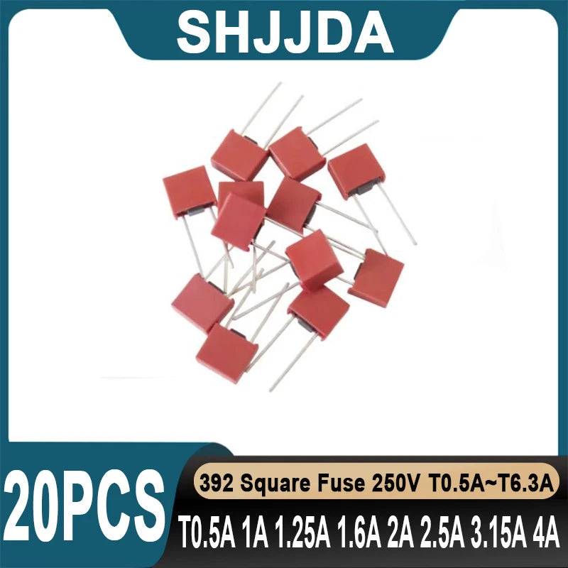 (20 pieces) 392 Fuse Square 250V T0.5A T1A T1.25A T1.6A T2A 