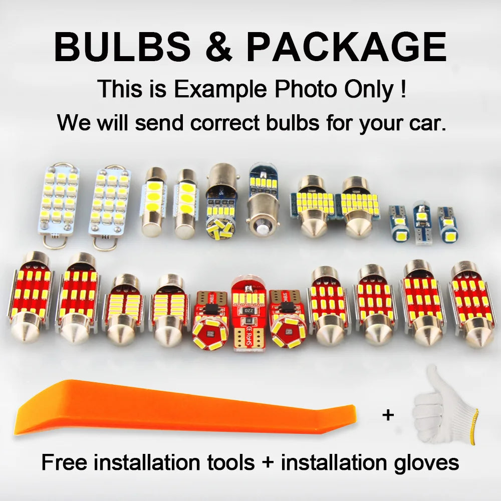 11Pcs LED Interior Vanity Mirror Trunk Dome Plate Light Kit 