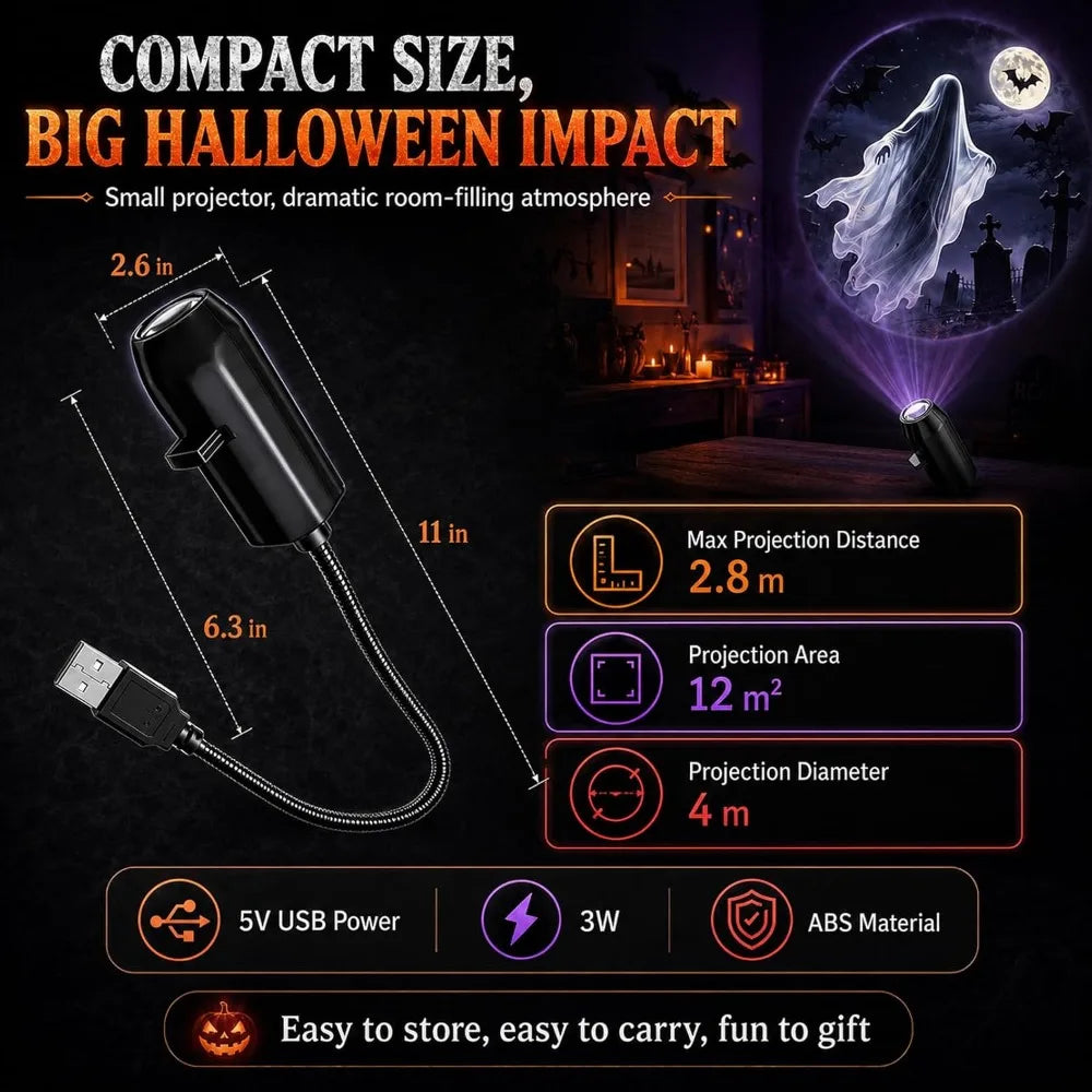 USB Projector Light Halloween Ghost Skull Night Light Switch