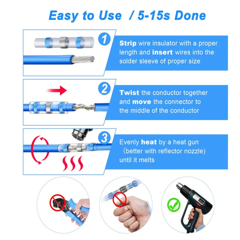 50-500PCS Waterproof Heat Shrink Solder Seal Wire Connectors