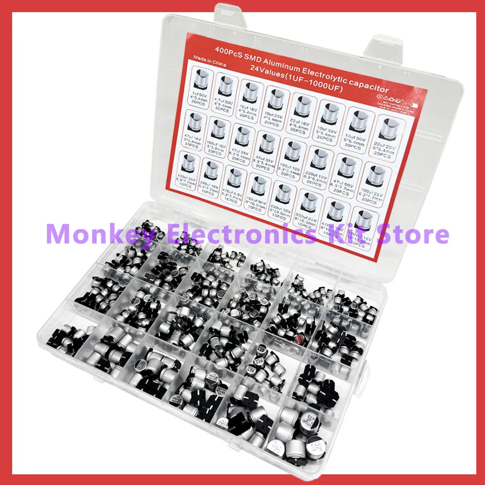 400PCS SMD Aluminu Electrolytic Capacitor Kit condensadores 