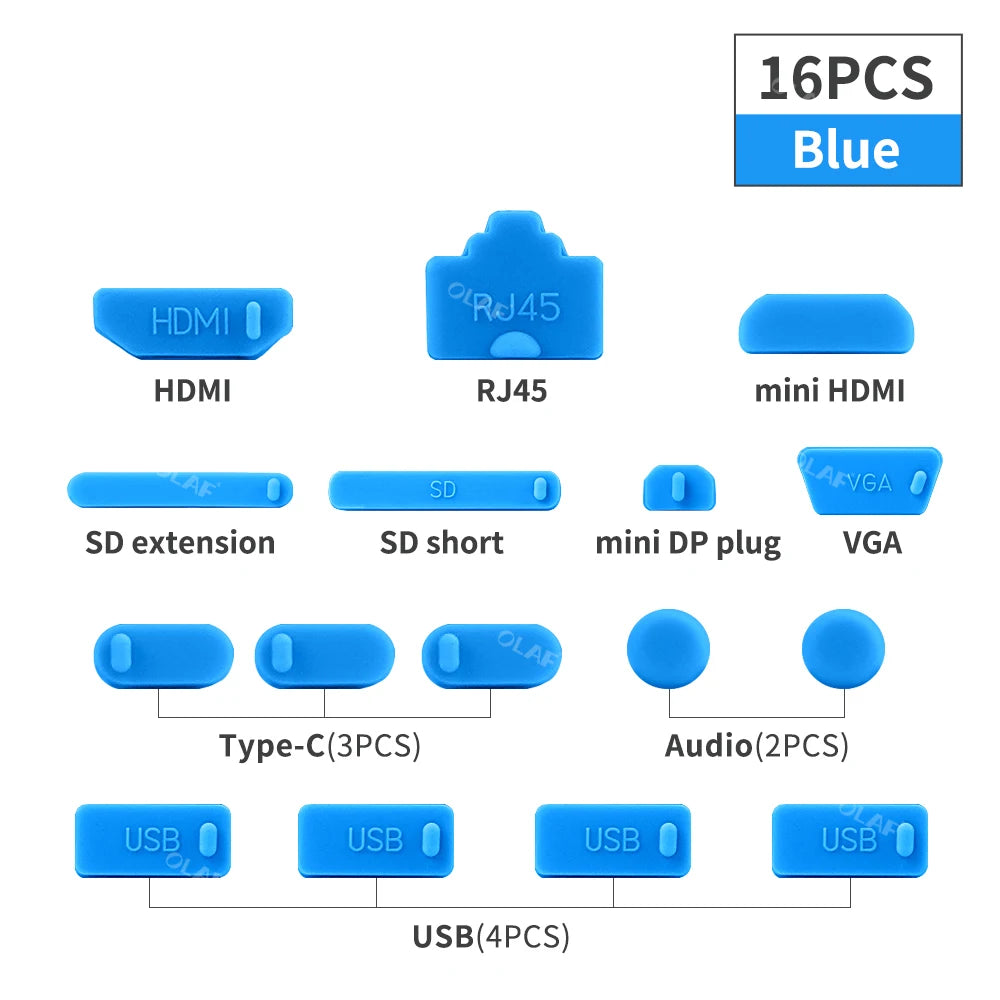 1Sets Universal Notebook Anti Dust Plug 16pcs Laptop Dustproof Stopper Dust Plug Usb Computer Interface Waterproof Cover