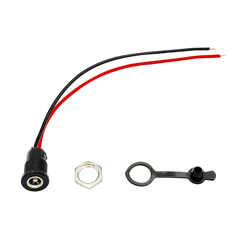 10A High Current Waterproof DC Power Socket 18AWG Cable Pane