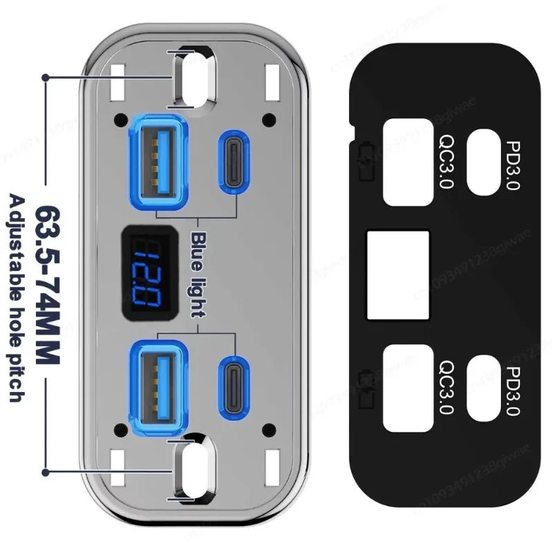 NEW 4-Port 12-24V RV USB Outlet Fast Car Charging Dual PD3.0