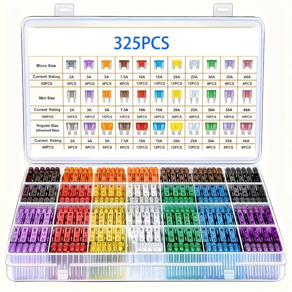 325Pcs Standard Car Fuses Assorted Kit 60 Mini Blade Car Fus