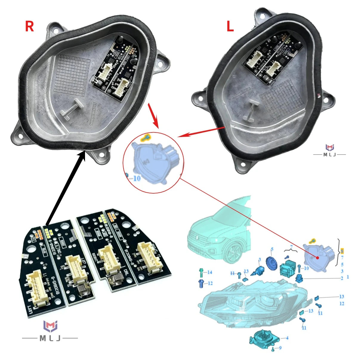 Angel Eye 2GM998478 2GM998479 DRL Turn Signal Light Module LED Headlight Chip Board B120845-B B120846-B For
