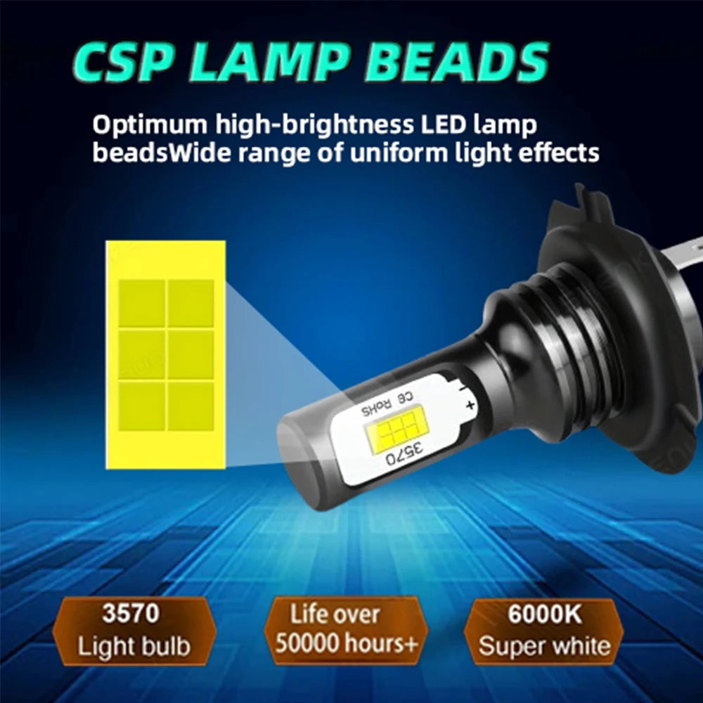 2PCS Motorcycle H7 LED Headlight Bulbs 45w Upgrade Moto Lamp