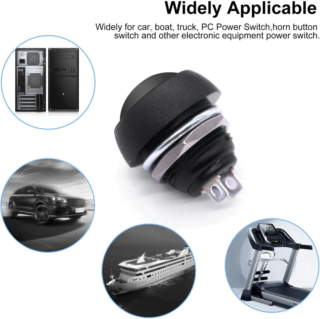 10PCS Black 12mm Momentary Push Button Switch SPST Round Wat