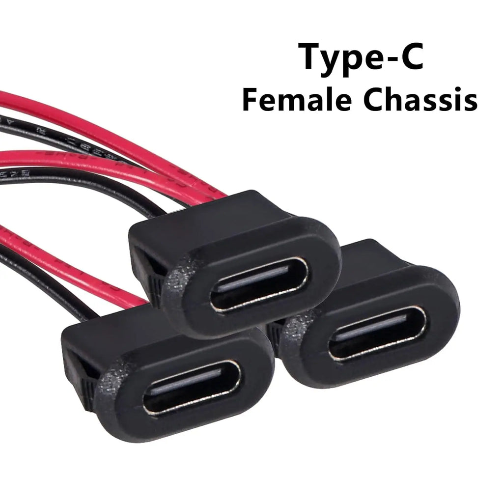 30pcs Type-C Female Chassis Waterproof 2P Solder Wire Type U