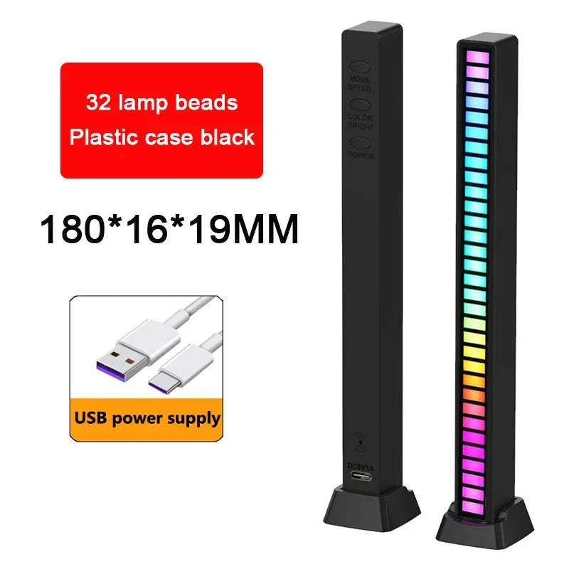 RGB LED Strip Light Music Sound Control Pickup Rhythm Ambient Lamp Atmosphere Night Lights For Bar Car Room TV Gaming Decoration