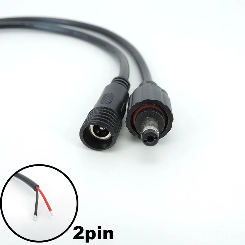 2 Pin Core DC Male and Female Cable Connector 5.5 X 2.1mm IP