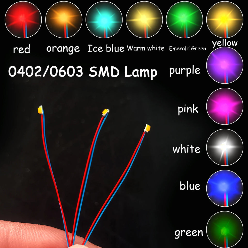 10PCS 0402 0603 SMD Lamp Wire Chip 30cm 3V Led Pre-Soldered 