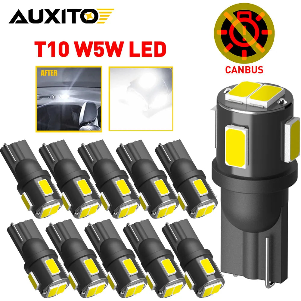 AUXITO 10/8/6/4/2Pcs T10 W5W LED Canbus 5630SMD No Error 194
