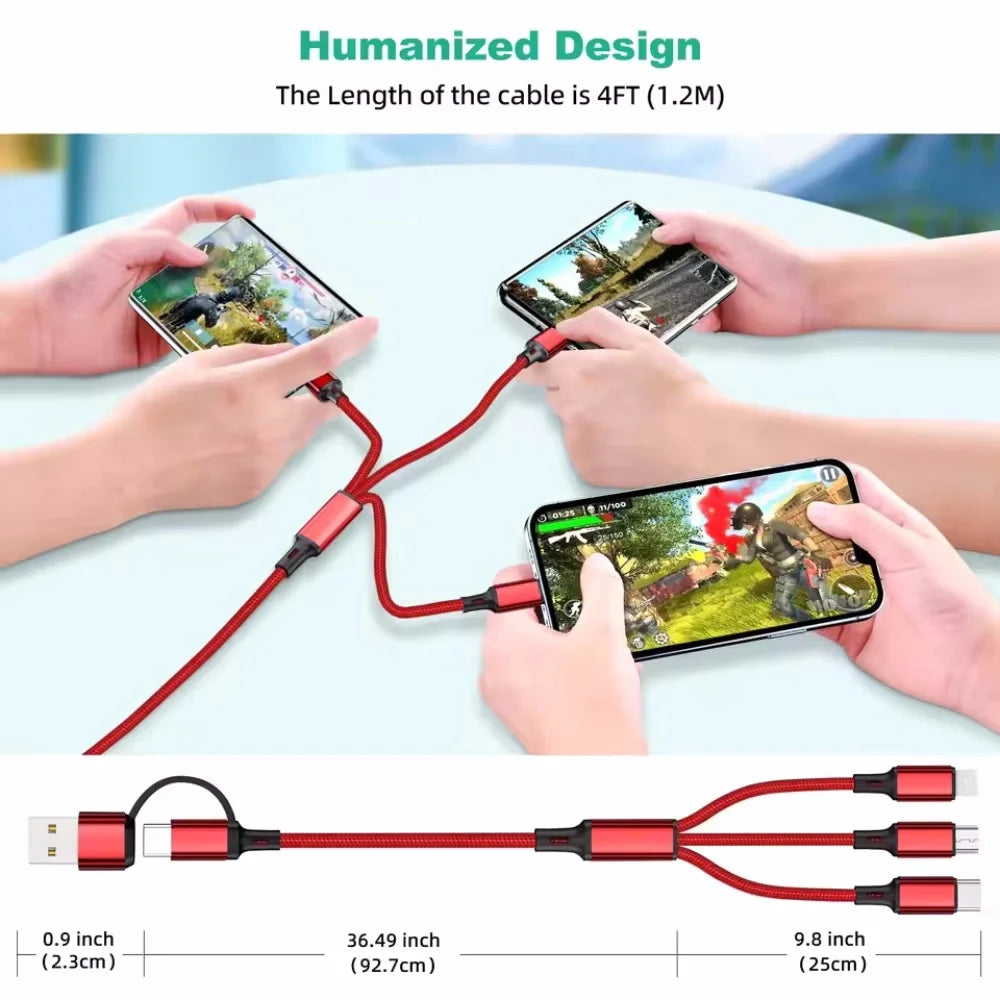 5 in 1 PD USB Fast Charging Cable For iPhone 14 13 12 Xiaomi