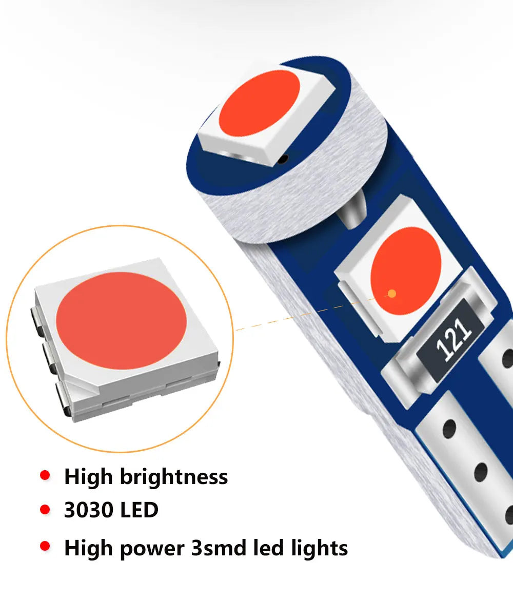10Pcs T5 Led Bulb Canbus W3W 74 286 W1.2W Super Bright Car I