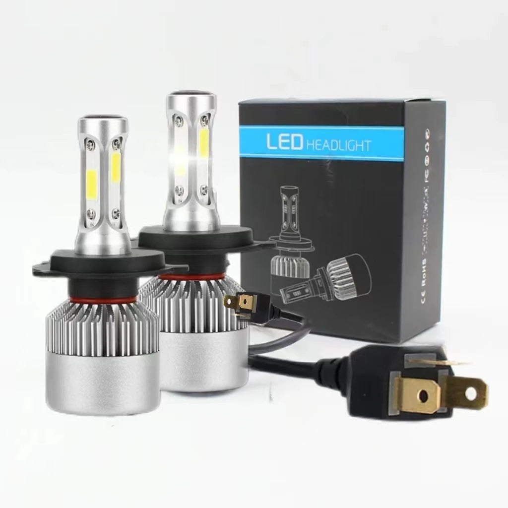 TCYATO 2pcs Car S2 Headlight Bulbs LED H1 H7 H4 9005 9006 Auto 72W 8000LM 6500K No Error Lamp Low High Beam 9-36V For Lights