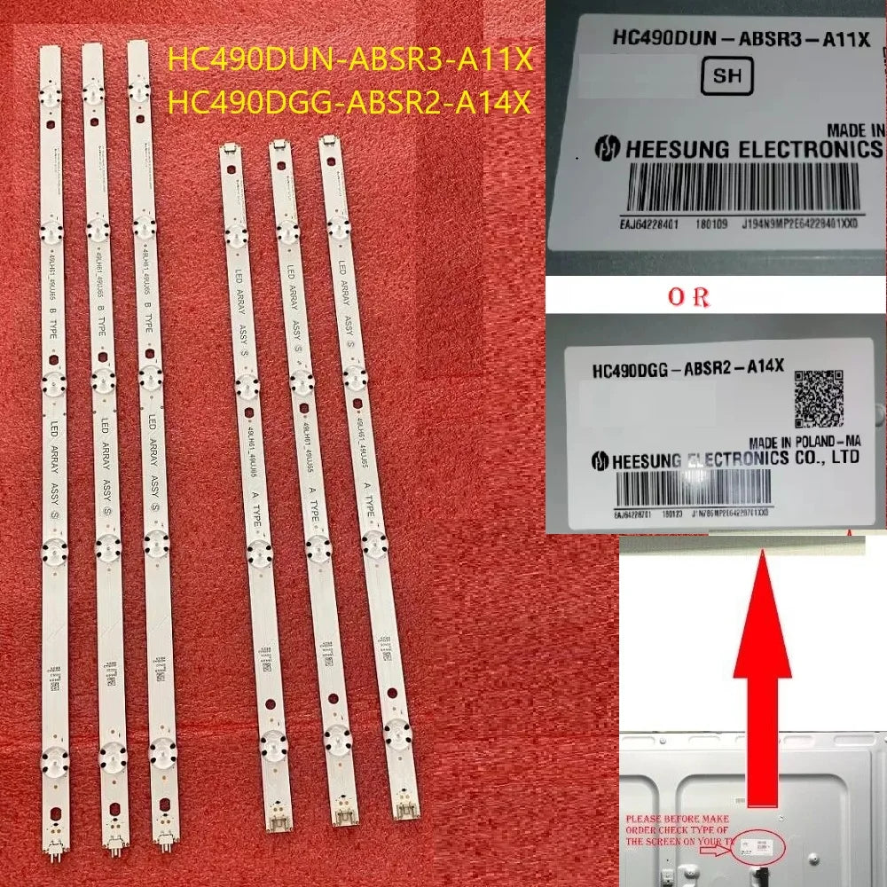 LED Backlight Strip for 6pcs LED Backlight for 49LJ624V-ZC 49UJ701V 49LJ61 49LH61 49UJ65 A B 49UJ651V