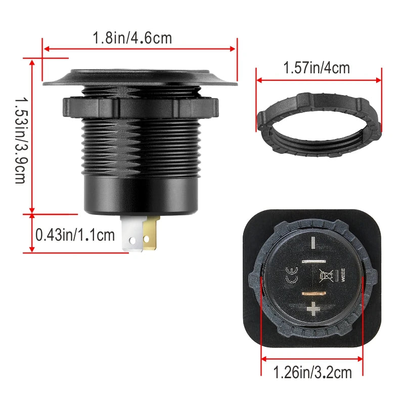 12v car usb charger fast charge Outlet Socket With Voltmeter