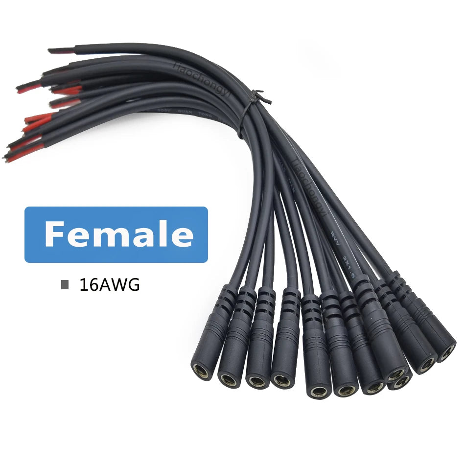 16AWG 2PIN 5.5x2.1mm / 5.5X2.5mm Power Plug DC Male Female Cable Wire 30cm Connector Adapter Socket Jack For LED Strip Light