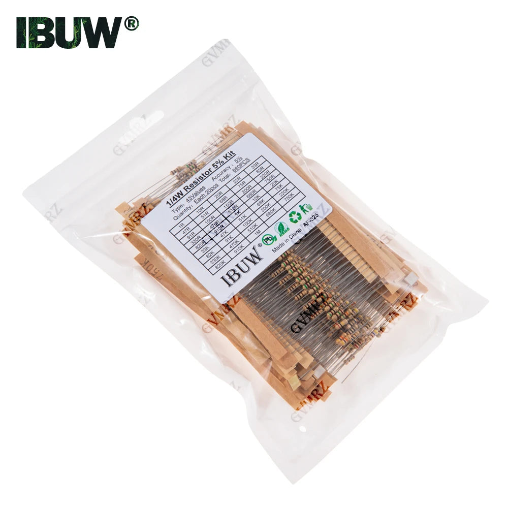 1/2W 1W 2W 3W Resistance 5% Carbon Film Resistor Assortment Kit Set 30Kinds Each 5/10PCS 1R 750R 1K 820K Ohm
