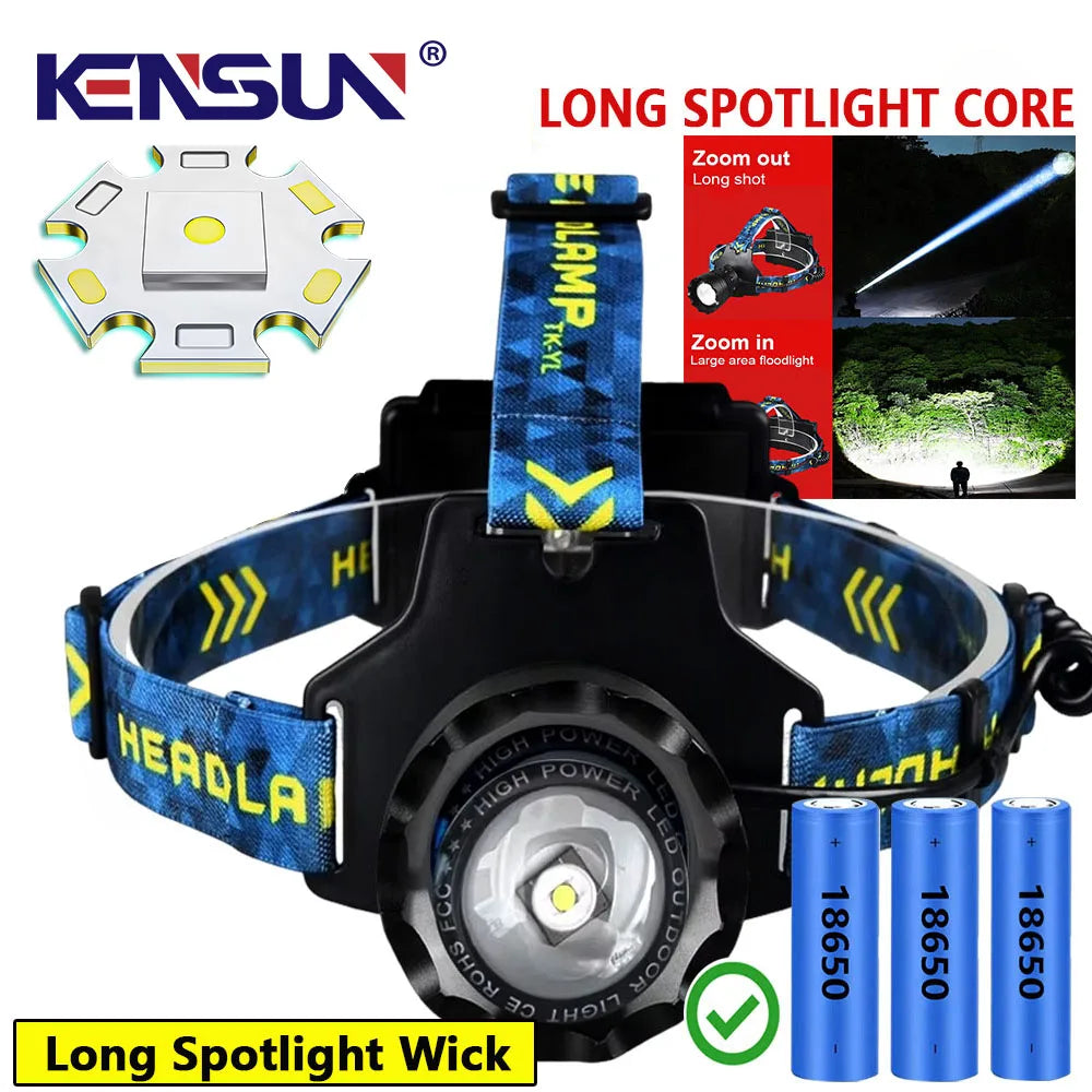 Headlamp Upgraded Version 4 Cores Super Long Range Powerful 