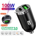 200W Dual USB Car Charger Pull Ring Fast Charging Car Phone 