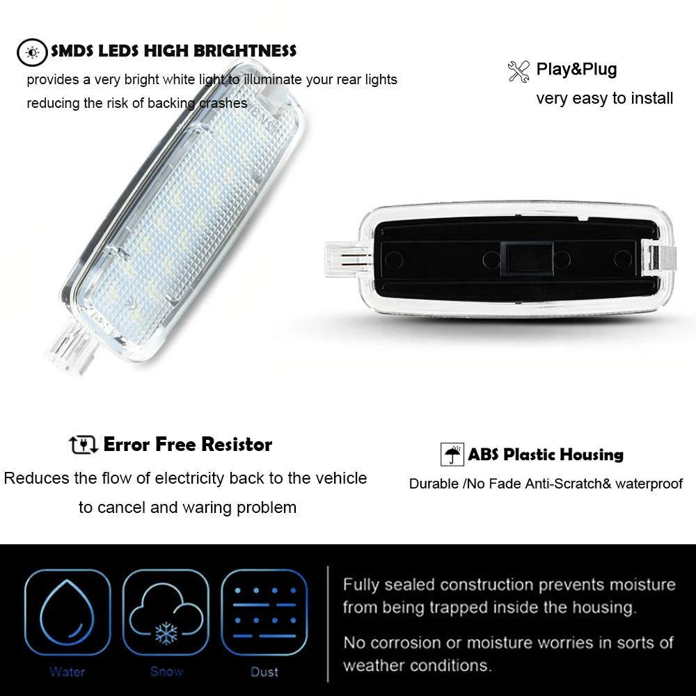 2Pcs LED Interior Sun Visor Vanity Mirror Light Car Front Do