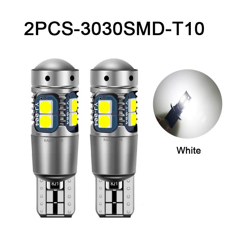 NLpearl 2Pcs W5W T10 LED CANBUS No Error 194 LED Signal Light 3030 10SMD Car Interior Side Light Marker Parking Bulb Auto Bulbs