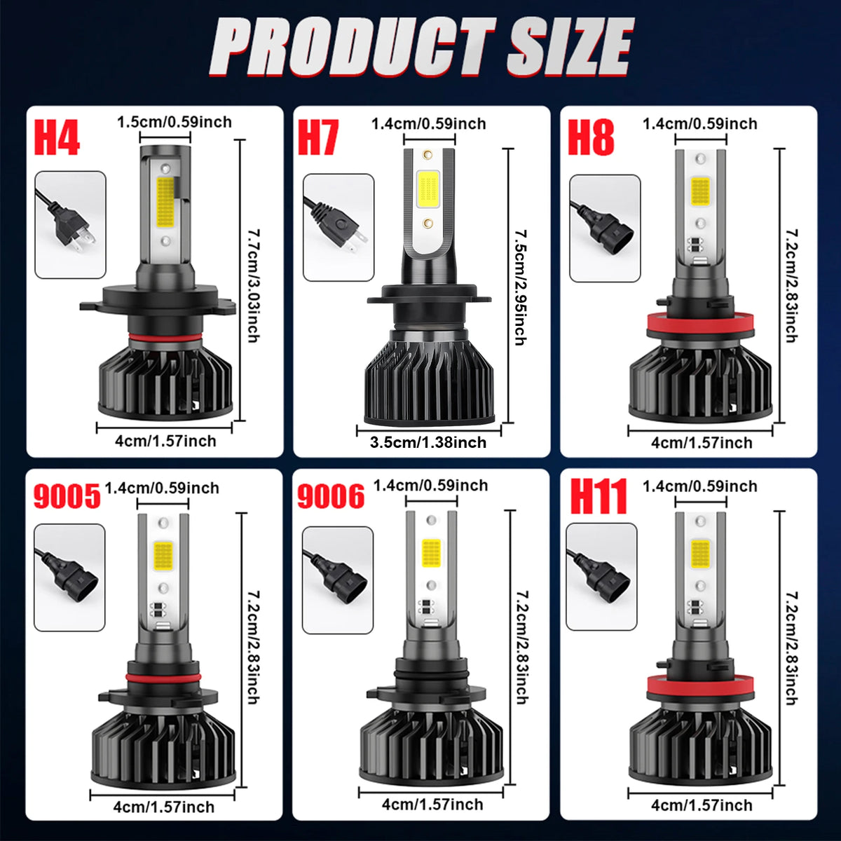 Bullvision H4 H7 H11 LED Headlights Canbus H8 H9 9005 HB3 90