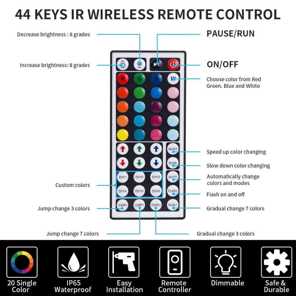 Smart RGB 5050 LED Wall Strip Lights Bluetooth Music Sync AP