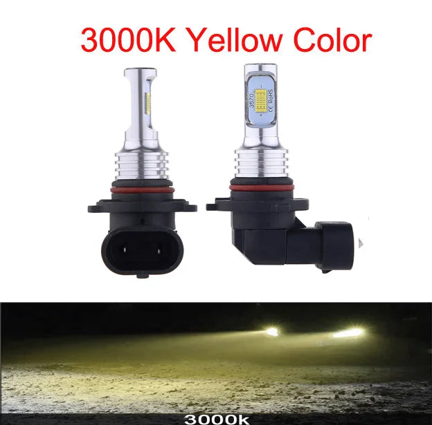 2Pcs Car HB3 LED Bulbs 9005 9006 HB4 Headlight Fog Bulb Lamp Light 6000K White Automotive Fog Lights Turbo Mini Lamp Headlights