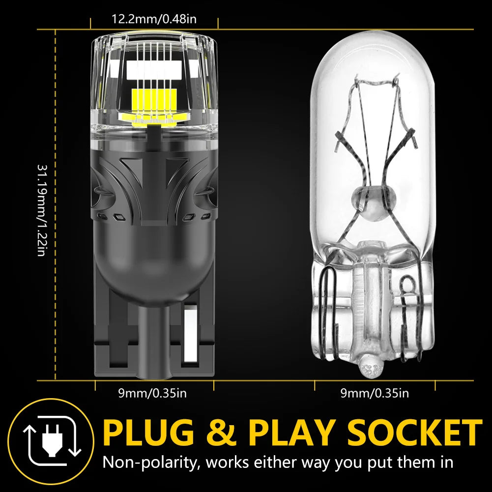 2Pcs Canbus T10 LED W5W LED Bulb No Error Car Interior Trunk