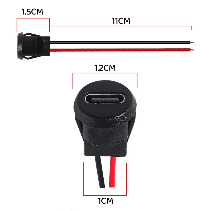 1-10pcs Type-C Female 2 Pin USB Type C Connector Female Sock