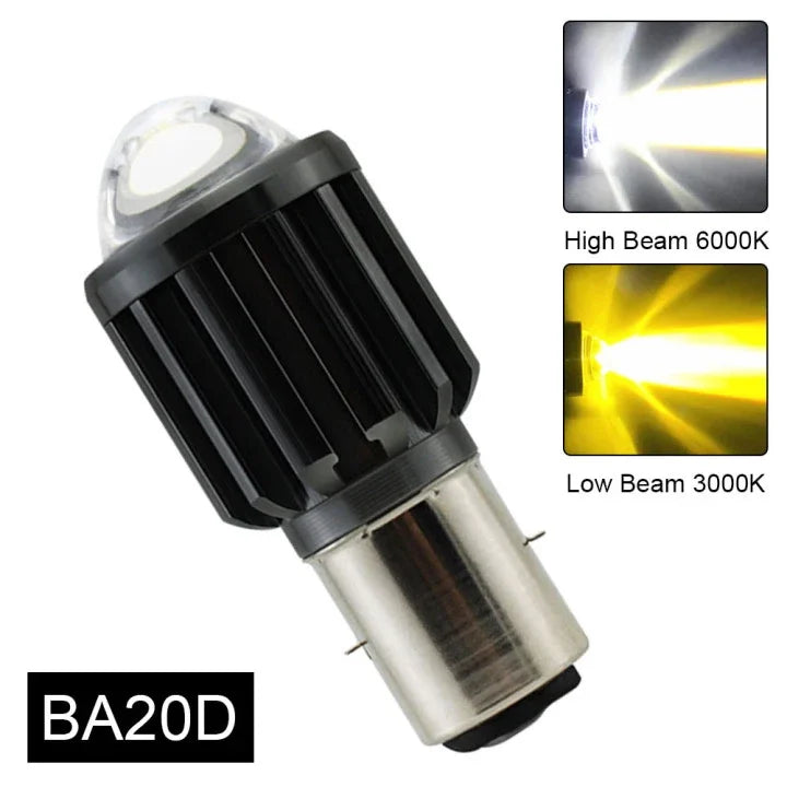 1pcs 12V High Quality H4/HS1 H6/BA20D 15W LED 6 COB Motorcycle Headlight Bulb 1200LM 6000K Hi/Lo Beam Light White Yellow Light