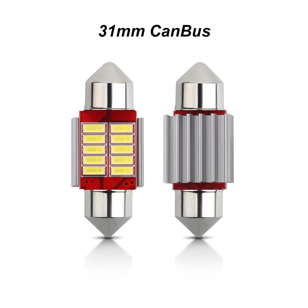 10pcs Canbus New IC 12V C5W C10W Led Bulb 31mm 36mm 39mm 41mm Car Festoon Light Interior Dome Reading Lights 6000K Pure White