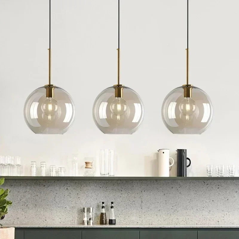 Nordic LED High quality glass pendant light Gold coloured he
