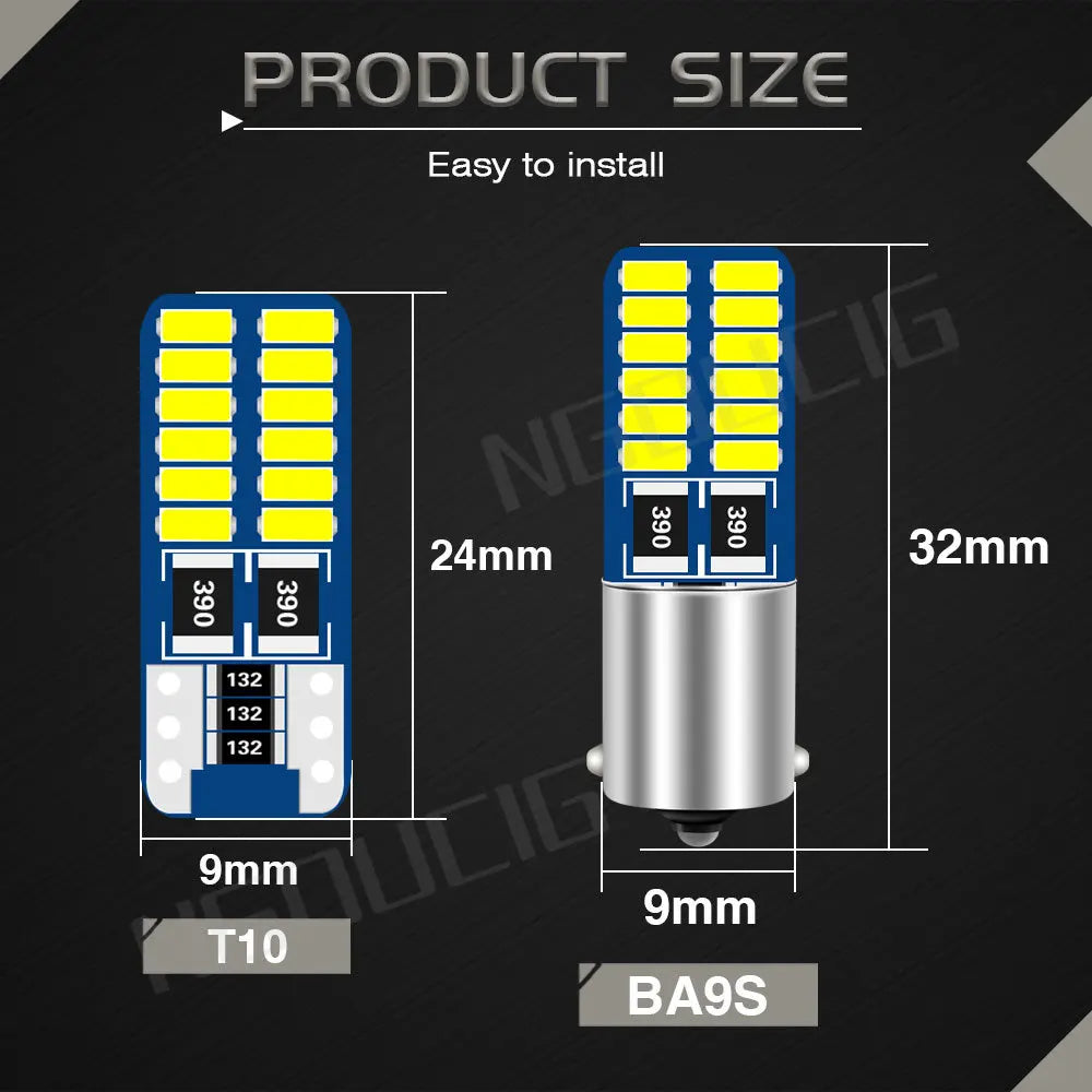 NGOUCIG 2PCS C5W Bulb C10W Led Festoon T10 BA9S W5W 5w5 28mm