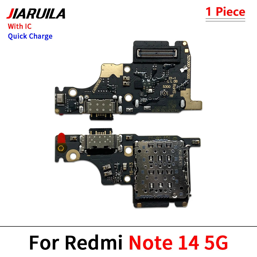 NEW USB Charger Connector Charging Port Micro Board Flex Replacement For Xiaomi Redmi 14C 14R 15C Note 14 5G 4G 14 15 Pro Plus