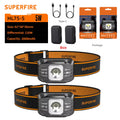 New SUPERFIRE Mini LED Headlamp USB-C Rechargeable Sensor Headlight Powerful Head Flashlight Torch For Camping Fishing Lantern