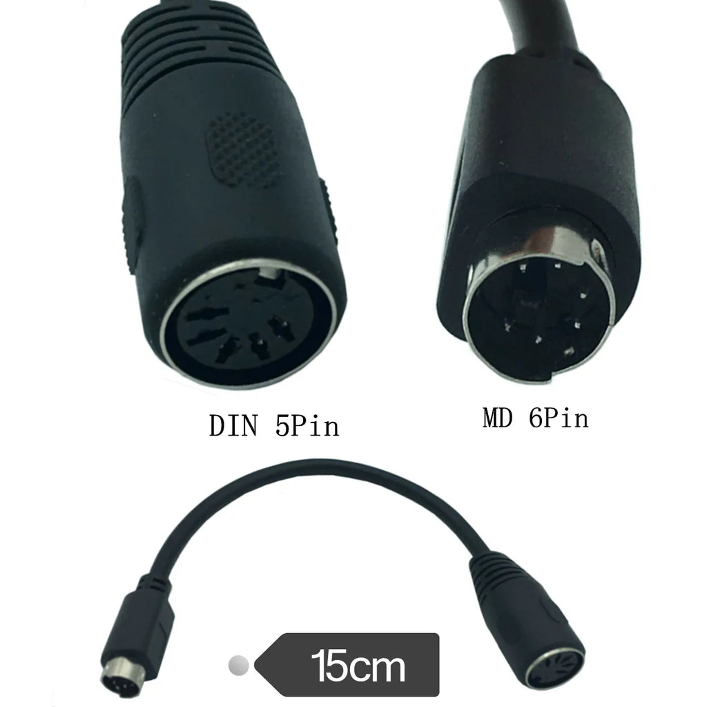 New PS2 DIN5 Male To MD6 Female Cable 0.15m For Keyboard Mou