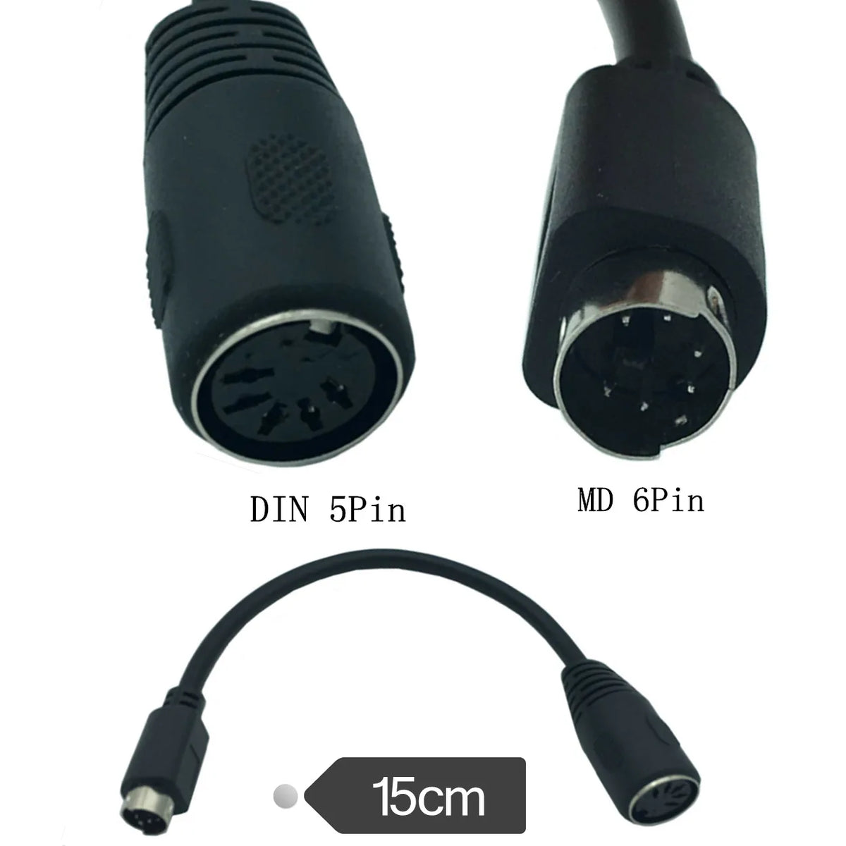 New PS2 DIN5 Male To MD6 Female Cable 0.15m For Keyboard Mou