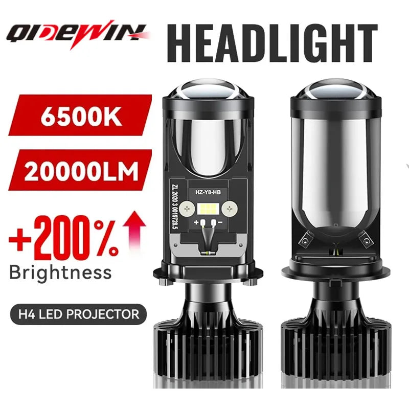 H4 LED Projector Motorcycle Headlight Bulbs Bi LED Lens Proj